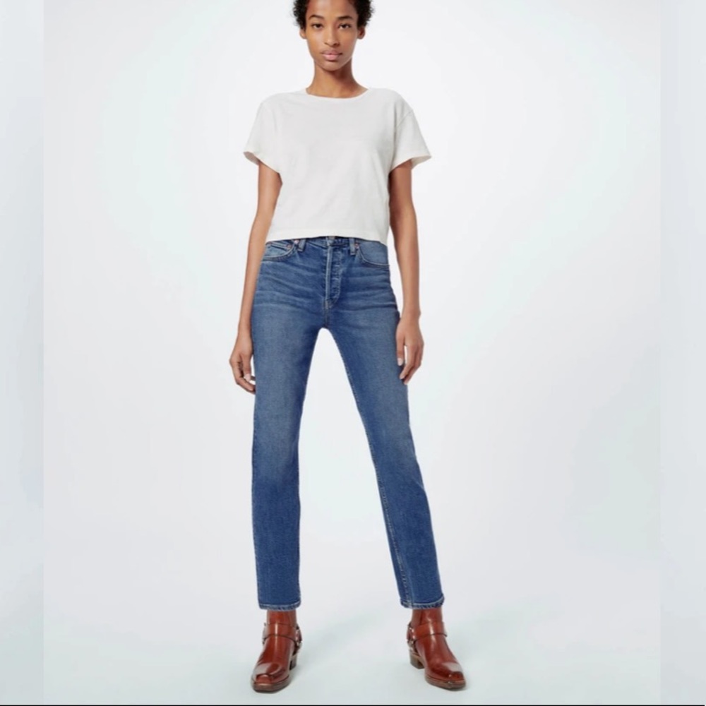 Re/done comfort stretch high waist ankle crop jean